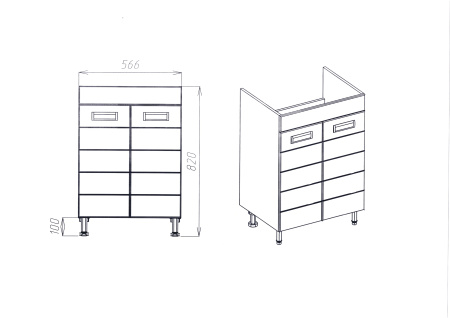 Тумба VIANT "Вена" COMO 60 2 ств 430х560х820 (VVEN60CO-T2ST)