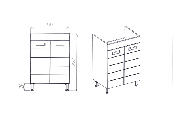 Тумба VIANT "Вена" COMO 60 2 ств 430х560х820 (VVEN60CO-T2ST)