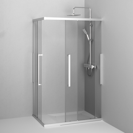 W84G-403-12080-MT Душевое ограждение AM.PM Func Square Slide 120х80, мат хром, прозрачное