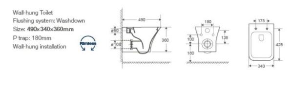 Унитаз VETTORE Aria подвесной безободковый Cerutti SPA  CT7190