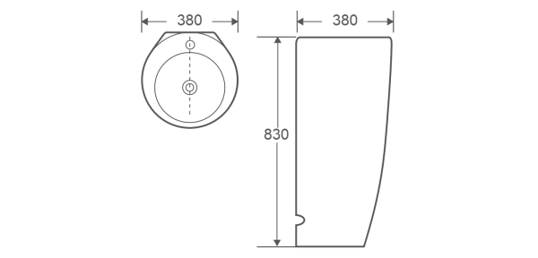 Раковина напольная WeltWasser WW LEERBACH 3838 GL-WT 380х380х830 мм