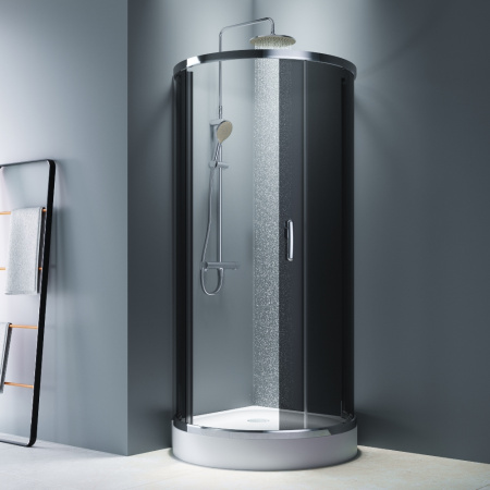 W83UG-333-095CG Like Round 95 Душевое ограждение AM.PM 95x95, стекло тонированное, профиль хром глянцевый