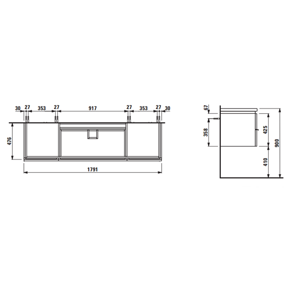 Laufen Тумба под умывальник Case [4013620754631] с умывальником Square 8164380001041 