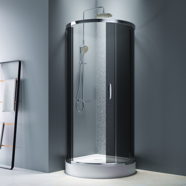 W83UG-333-095CG Like Round 95 Душевое ограждение AM.PM 95x95, стекло тонированное, профиль хром глянцевый