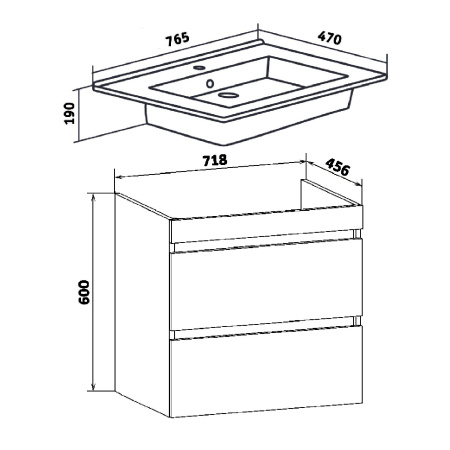 Тумба под раковину Runo подвесная белая (под умывальник Оскар 75 Оскар 75) Манхэттен 75 (00-00001047)