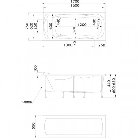 Ванна Marka One DIPSA 170x75 с каркасом