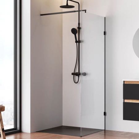 W94WI-80-F1-BTE Душевая перегородка AM.PM X-Joy 80x195, стекло прозр. 6 мм + покрытие, фурнитура черный