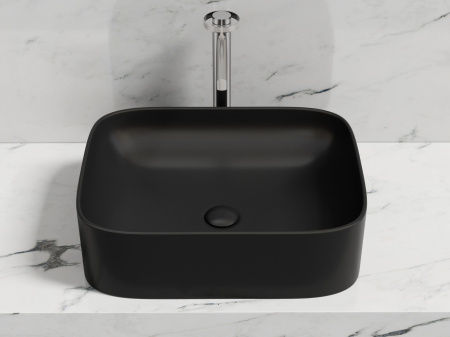 Умывальник чаша накладная прямоугольная Ceramicanova Element 505*380*150мм, черный матовый, CN6052MB