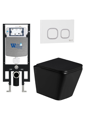 Комплект инсталляции с унитазом Weltwasser AMBERG 497 + GELBACH 043 GL-BL + AMBERG RD-WT