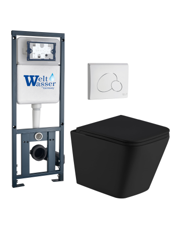 Комплект инсталляции с унитазом Weltwasser MARBERG 410 + GELBACH 043 MT-BL + MAR 410 RD GL-WT