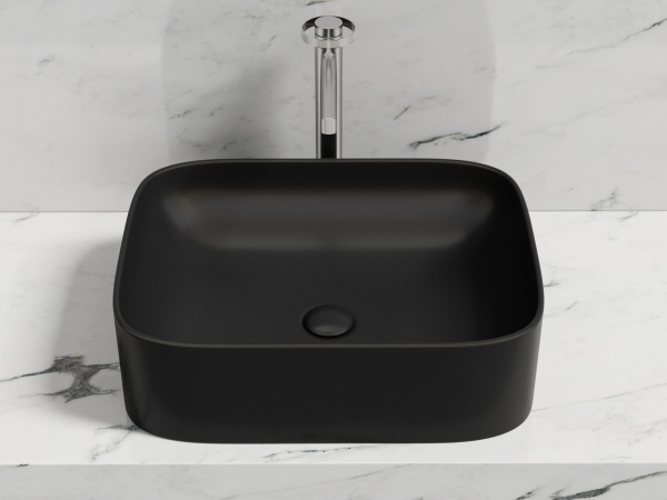 Умывальник чаша накладная прямоугольная Ceramicanova Element 505*380*150мм, черный матовый, CN6052MB