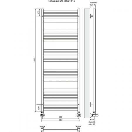 Полотенцесушитель Terminus Тоскана П23 500х1416