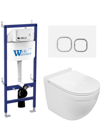 Комплект инсталляции с унитазом Weltwasser BAMBERG 460 + HEIMBACH 043 GL-WT + BAMBERG WT