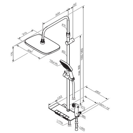 Душевая система AM.PM 953770300 Gala с термостатом
