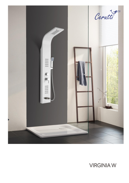 Панель VIRGINIA W душевая из нержавеющей стали с форсунками Ceruttispa CT9990, цвет белый