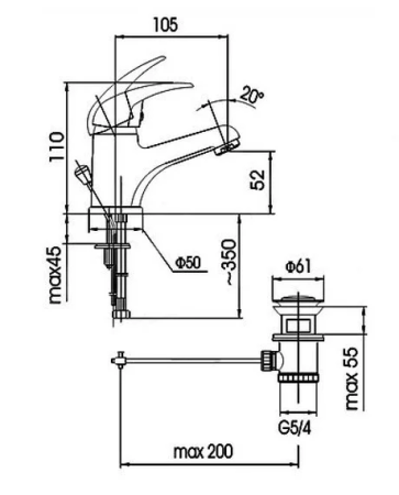 Смеситель для умывальника  Armatura  JASPIS 542-815-00