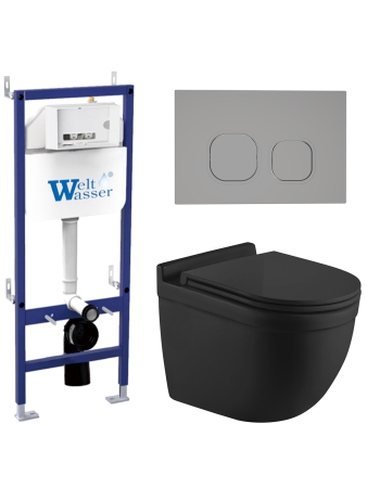 Комплект инсталляции с унитазом Weltwasser BAMBERG 460 + HEIMBACH 043 MT-BL + BAMBERG CR