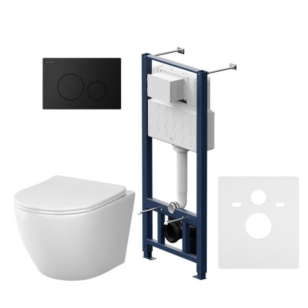 IS49038.801900 Инсталляция с клавишей Pro L чёрн матовый с подвесным унитазом Like Aquaspin с сиденьем м/лиф
