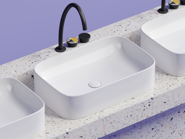 Умывальник чаша накладная прямоугольная Ceramicanova Element 605*380*150мм, белый, CN6053