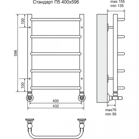 Полотенцесушитель Terminus Стандарт П5 400х596