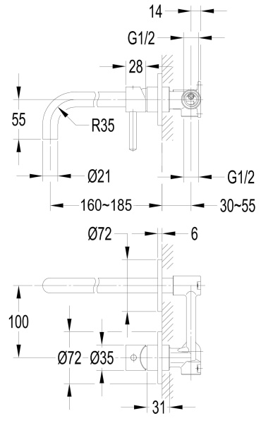 Смеситель для раковины OMNIRES Y Y1215HGLB