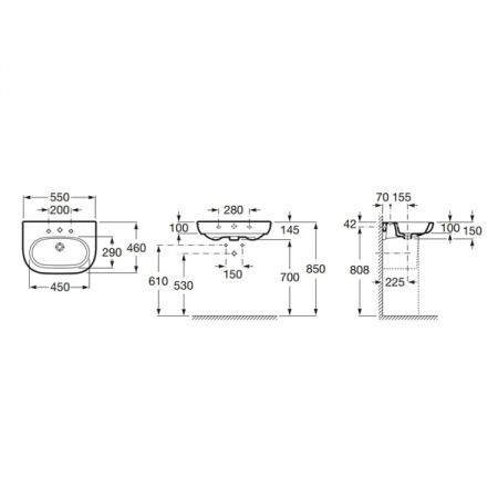 Умывальник N-Meridian 55*46 с отверстием
