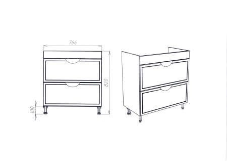 Тумба VIANT "Лима" COMO 80 2 ящика 425х760х820 (VLIM80CO-T2Y)