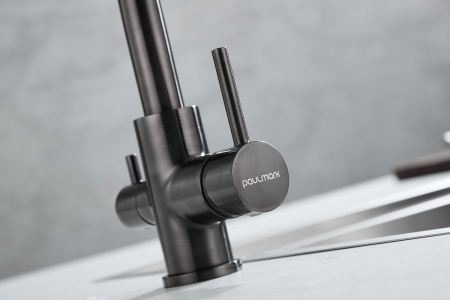 Смеситель для кухни Paulmark ESSEN Es213011-GM, вороненая сталь