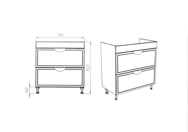 Тумба VIANT "Лима" COMO 80 2 ящика 425х760х820 (VLIM80CO-T2Y)