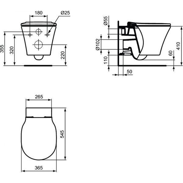 Комплект инсталляции и унитаза Ideal Standard Air Connect AquaBlade E212101