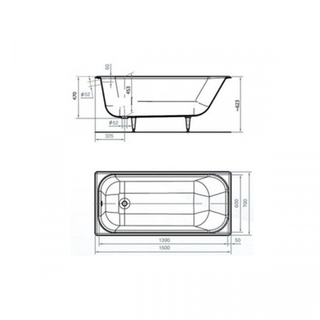 Чугунная ванна Goldman Comfort 150x70 Zay-38-5 с ножками