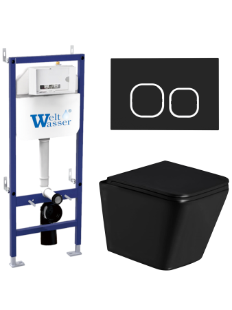 Комплект инсталляции с унитазом Weltwasser BAMBERG 460 + GELBACH 043 GL-BL + BAMBERG BL