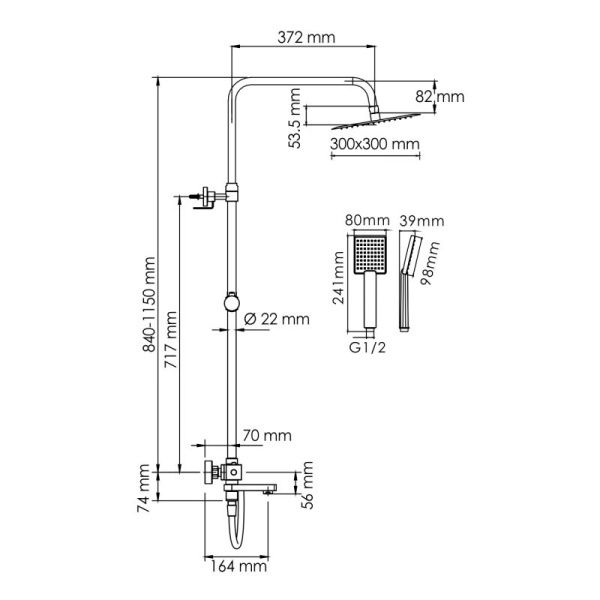 Душевая система WasserKRAFT A199.118.141.087.CH Thermo с термостатическим смесителем