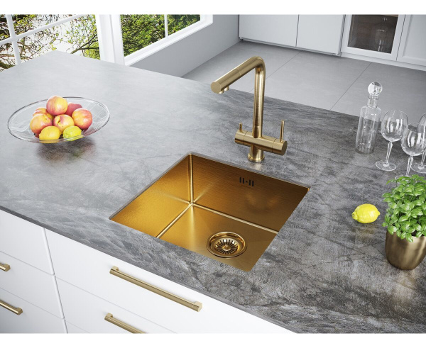 Мойка Paulmark GERBERG 44 UNI PM254444-BG 440х440х200 мм, нержавеющая сталь, брашированное золото