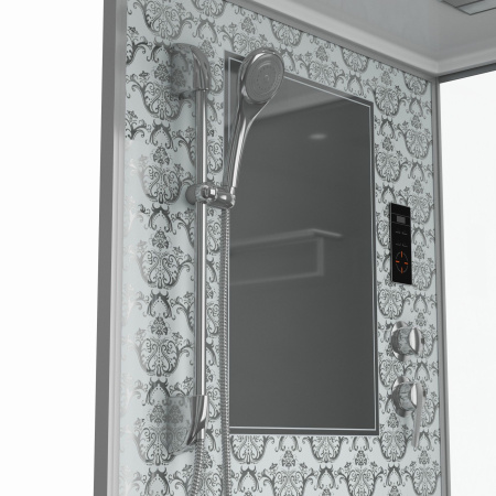 Душевая кабина Niagara Luxe NG-7714W (100x90х215) низкий поддон(15см),дверь распашная,стенки серебро,5 мест