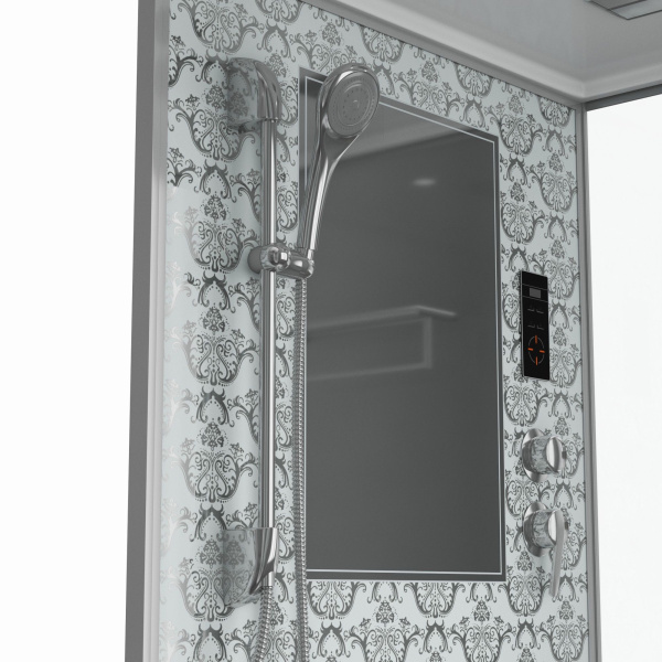 Душевая кабина Niagara Luxe NG-7714W (100x90х215) низкий поддон(15см),дверь распашная,стенки серебро,5 мест