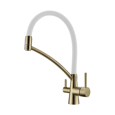 Смеситель для кухни Paulmark SIЕGEN Si213111-BRw, бронза/белый