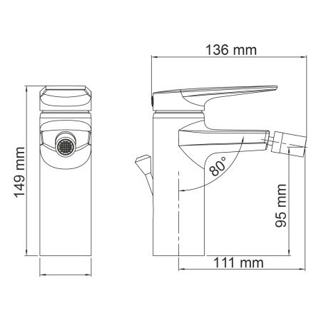 Смеситель для биде Wasserkraft Lopau 3206 с донным клапаном