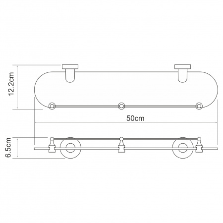 Полка стеклянная с бортиком WasserKRAFT Isen K-4044