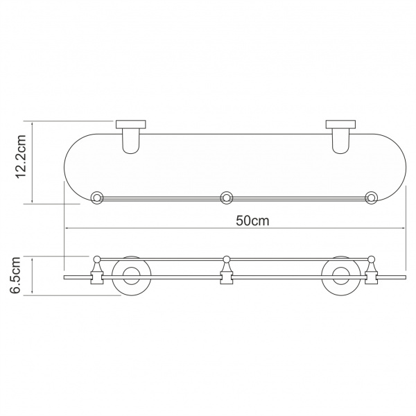 Полка стеклянная с бортиком WasserKRAFT Isen K-4044