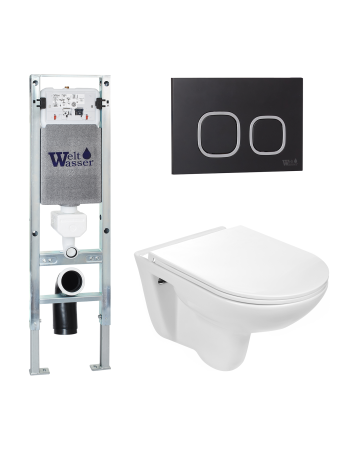 Унитаз с инсталляцией WeltWasser AMBERG 350 ST + BAARBACH 004 GL-WT + AMBERG RD-BL