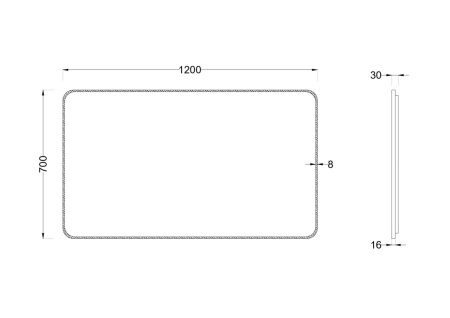 Зеркало с подсветкой Roxen Simon long 510205-120B 1200x700