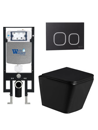 Комплект инсталляции с унитазом Weltwasser AMBERG 497 + GELBACH 043 GL-BL + AMBERG RD-BL