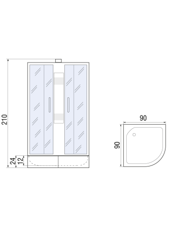 Душевая кабина River REIN Б/К 90/24 MT 900х900х2100мм