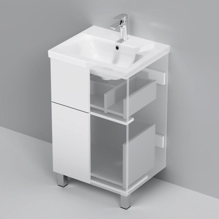 M90FSX0502WG Gem База под раковину AM.PM, напольная, 50 см, 2 ящика push-to-open, белый, глянец