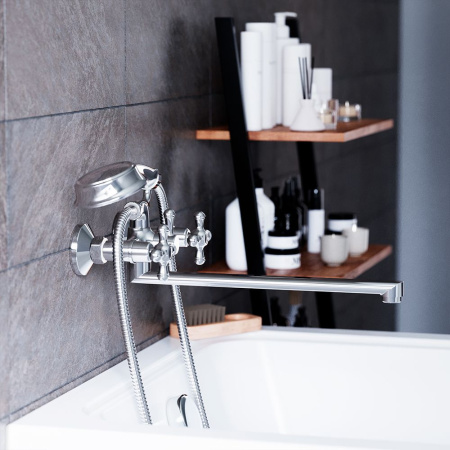 239500000 Retro Смеситель для ванны и душа AM.PM с длинным изливом, душ.гарнитуром