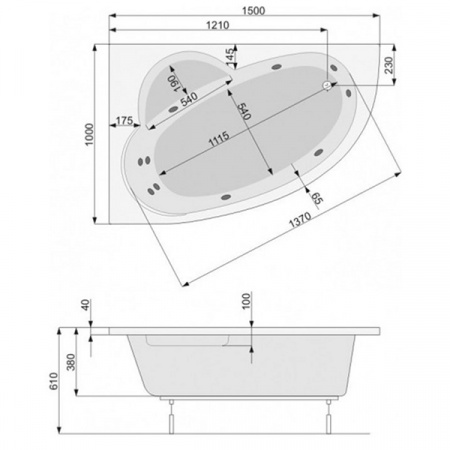 Акриловая ванна Poolspa Klio Asym 150x100 L с ножками PWAC210ZN000000