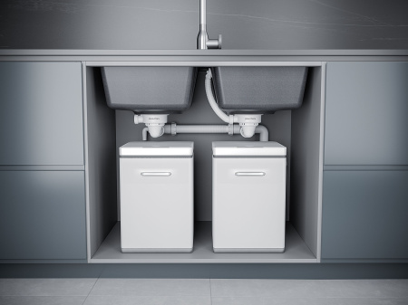 Мойка Paulmark TANDEM 80/2 PM238150-BLM 500х810х220 мм, IT-GRANIT, черный металлик