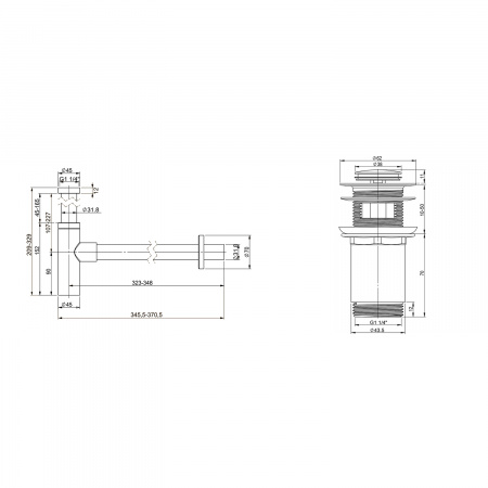 Набор 2 в 1 Wellsee Drainage System 182119001, сифон для раковины, донный клапан, хром