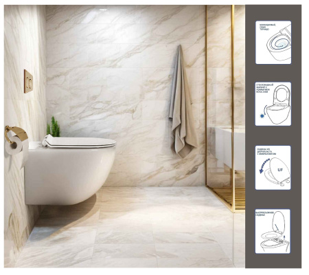 Унитаз CLIO Aria Tornado подвесной безободковый белый со смывом торнадо Ceruttispa CT10582 (525х355х335)